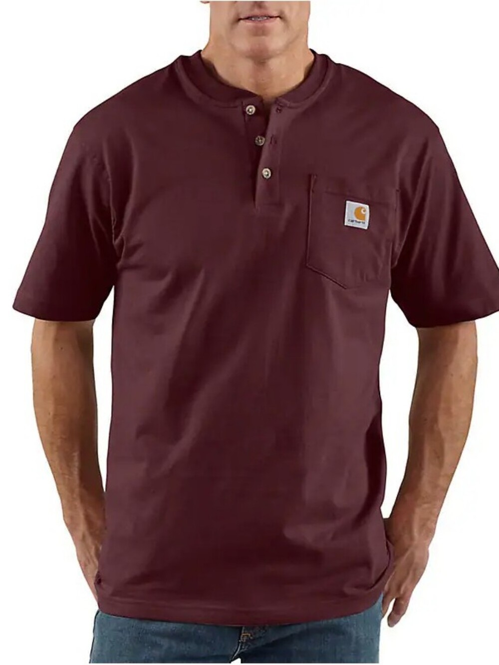Carhartt‎ Henley Mens Tall Maroon Res K84 Workwear Short Sleeve Size XL TALL